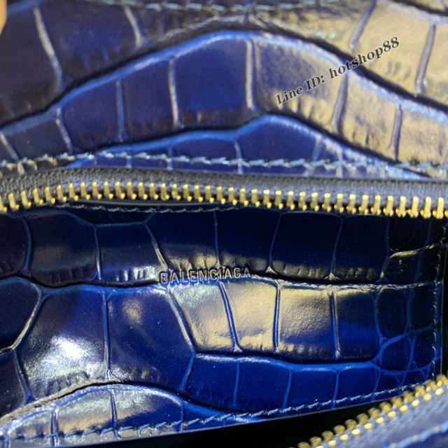 Balenciaga專櫃爆款鱷魚紋海軍藍色手袋手提包 638512 巴黎世家小號Neo Classic機車包 fyj1439